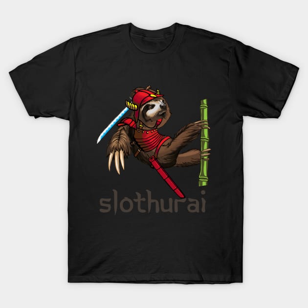 Slothurai Sloth Samurai Digital Art T-Shirt by ckandrus